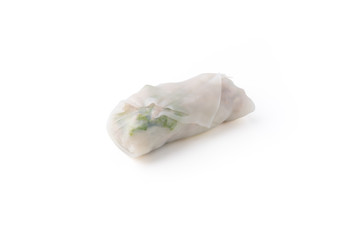 Vietnamese food spring rolls with shadow on isolated white background