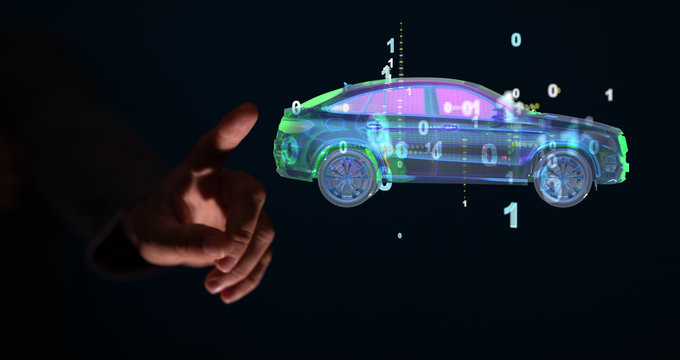 digital car technology smart in virtuel room