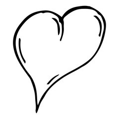 Heart. Cartoon heart. Simple hand drawn icon. Vector illustration.