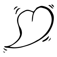 Heart. Cartoon heart. Simple hand drawn icon. Vector illustration.
