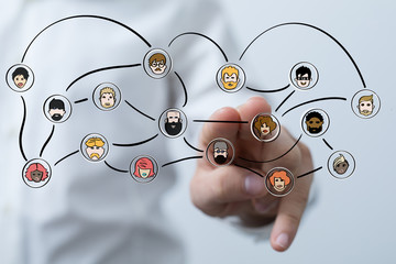  hand touching map point, network connection, international meaning, copy spac