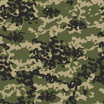 Seamless Camouflage pattern background. Classic clothing style masking camo repeat print.