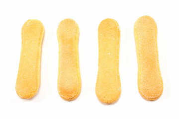 Ladyfinger biscuits isolated on white background