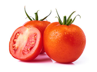 Fresh raw tomatoes isolated on white background