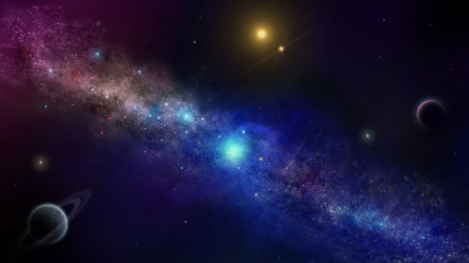 Illustration the galaxy with stars on a cosmic space background. 