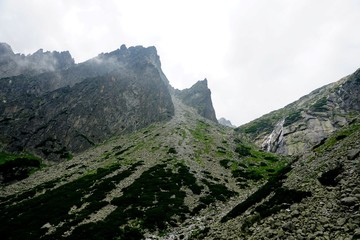 Fototapeta premium Beautiful High Tatras mountains landscape in Slovakia near city Old Smokovec. sunny summer day