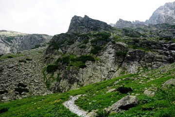 Beautiful High Tatras mountains landscape in  Slovakia near city Old Smokovec. sunny summer day