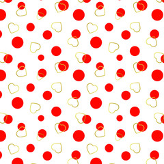  seamless circles pattern. red and gold  Polka dot  Pattern. Background