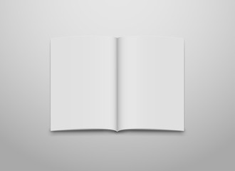 Blank realistic  book open template. Mockup cover flyer on grey background.  3D vector illustration.