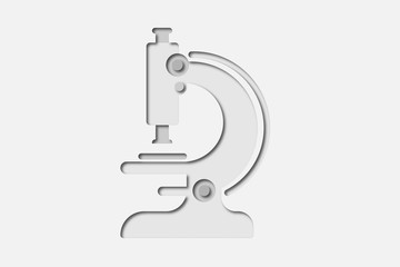 Flat paper cut modern microscope illustration design in a science lab