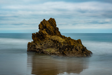 Nice morning walk at Corona Del Mar State Beach CA USA with nice stones formation