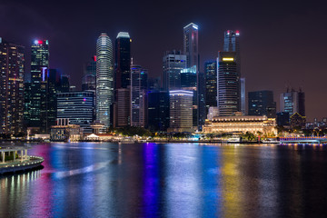 Cityscape downtown. Night city urban skyline Singapore