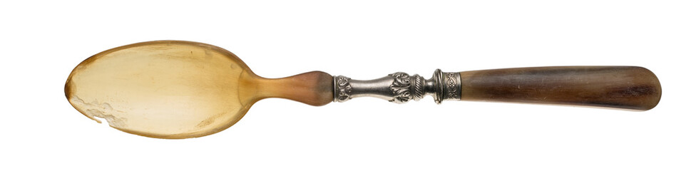 Rare old silver spoon with bone handle