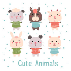 Vector Hand drawn animals For cards, invitations, baby clothes, posters and prints