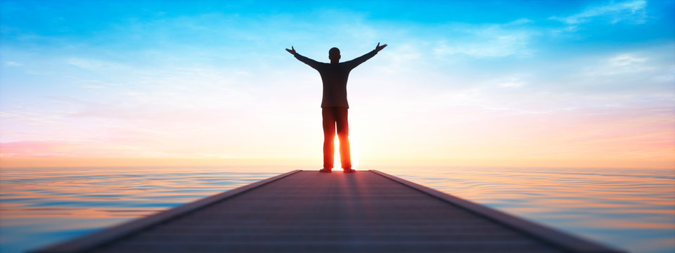 Blick aufs Meer im Sonnenuntergang - Freude und Motivation