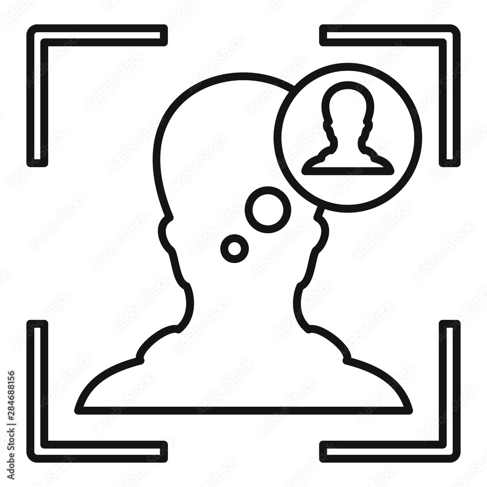Poster man recognition face icon. outline man recognition face vector icon for web design isolated on white