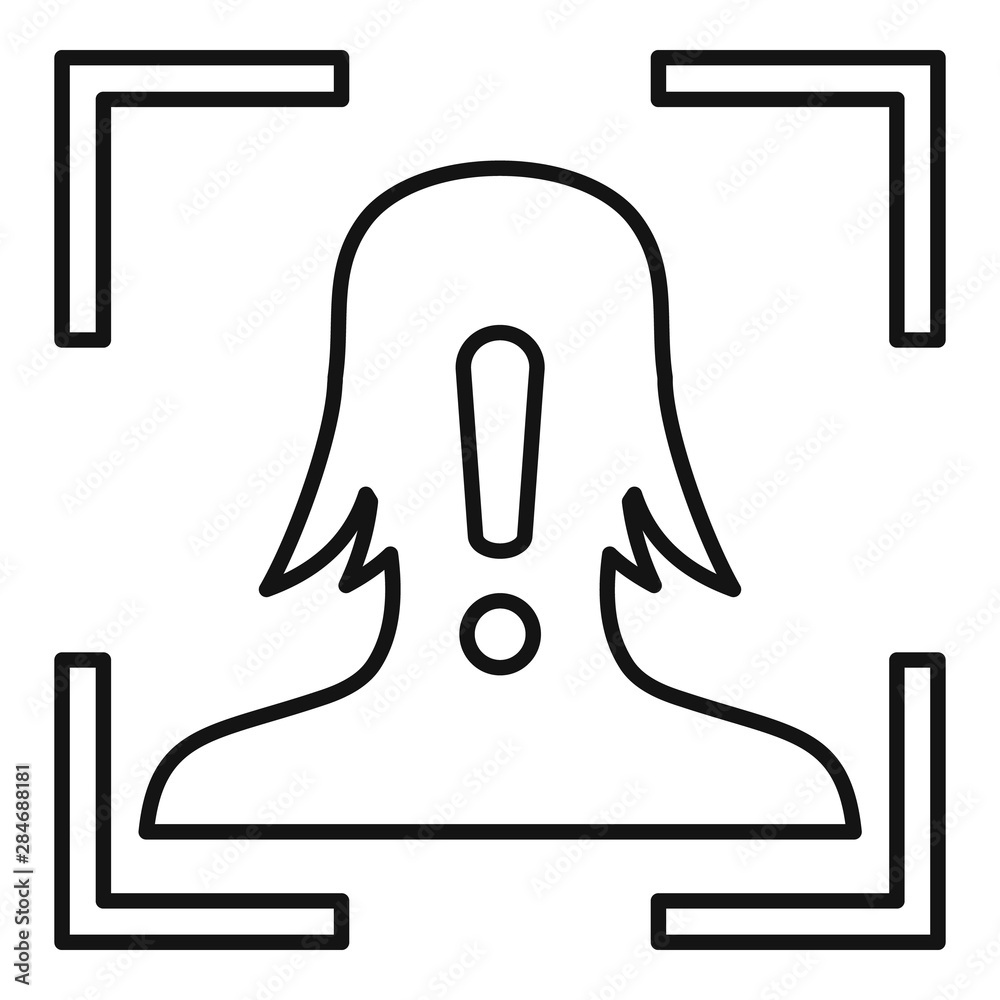 Poster face recognition alert icon. outline face recognition alert vector icon for web design isolated on w