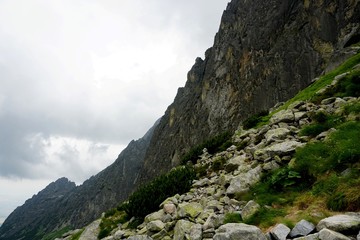 A beautiful landscape with rocky mountain  in High Tatry, Slovakia. The High Tatras Mountains in summer