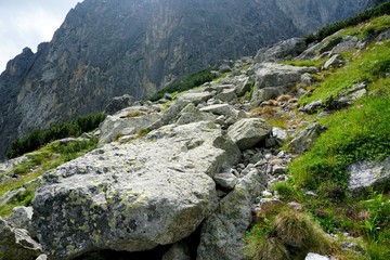 A beautiful landscape with rocky mountain  in High Tatry, Slovakia. The High Tatras Mountains in summer