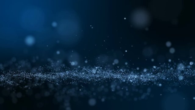 Dark blue and glow dust particle abstract background, UHD 4k 3840x2160.