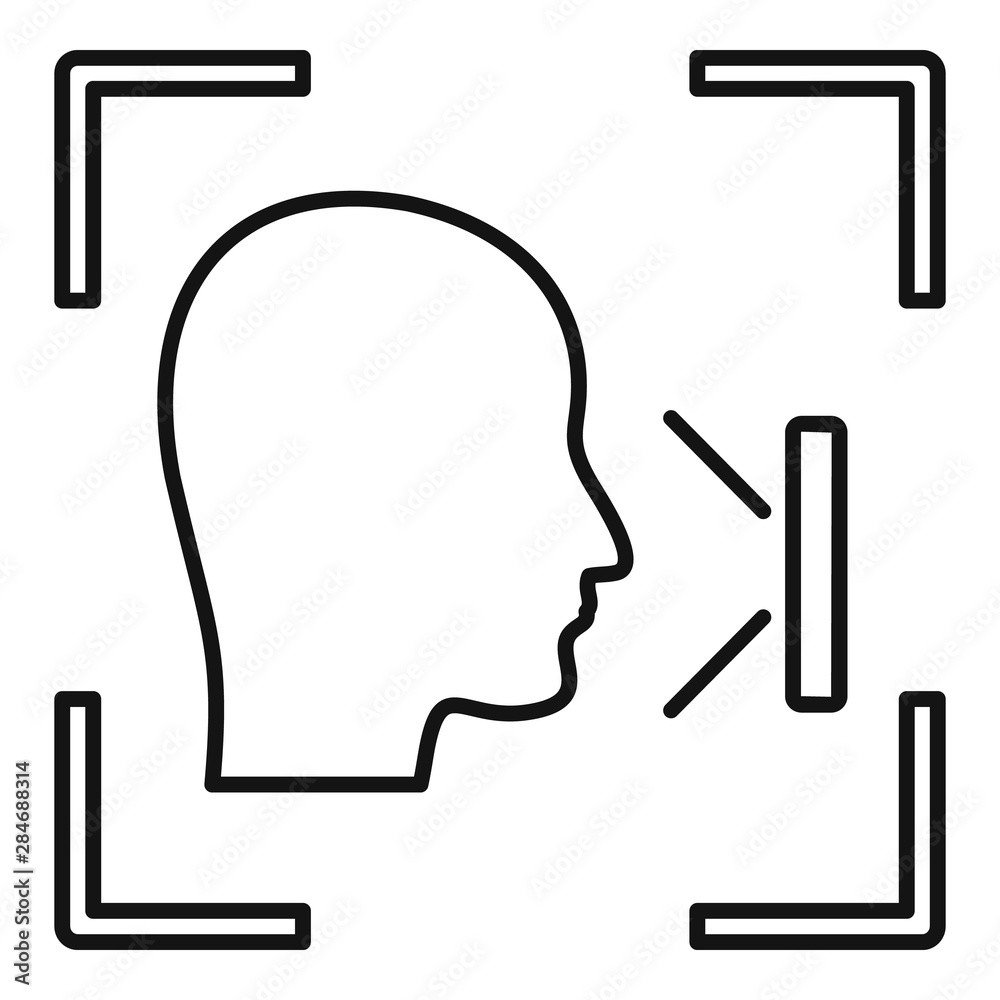 Poster office face recognition icon. outline office face recognition vector icon for web design isolated on