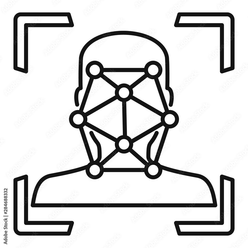 Poster dot scan face icon. outline dot scan face vector icon for web design isolated on white background