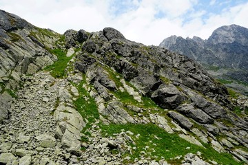 A beautiful landscape with rocky mountain  in High Tatry, Slovakia. The High Tatras Mountains in summer