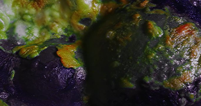 Liquid Color Substance with Bubbles. Abstract Macro 4k.