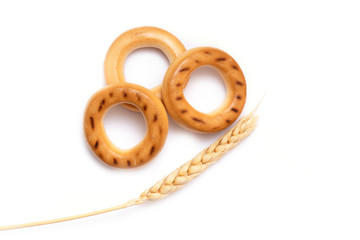 Russian Bagels, small Bagels isolated on white Background