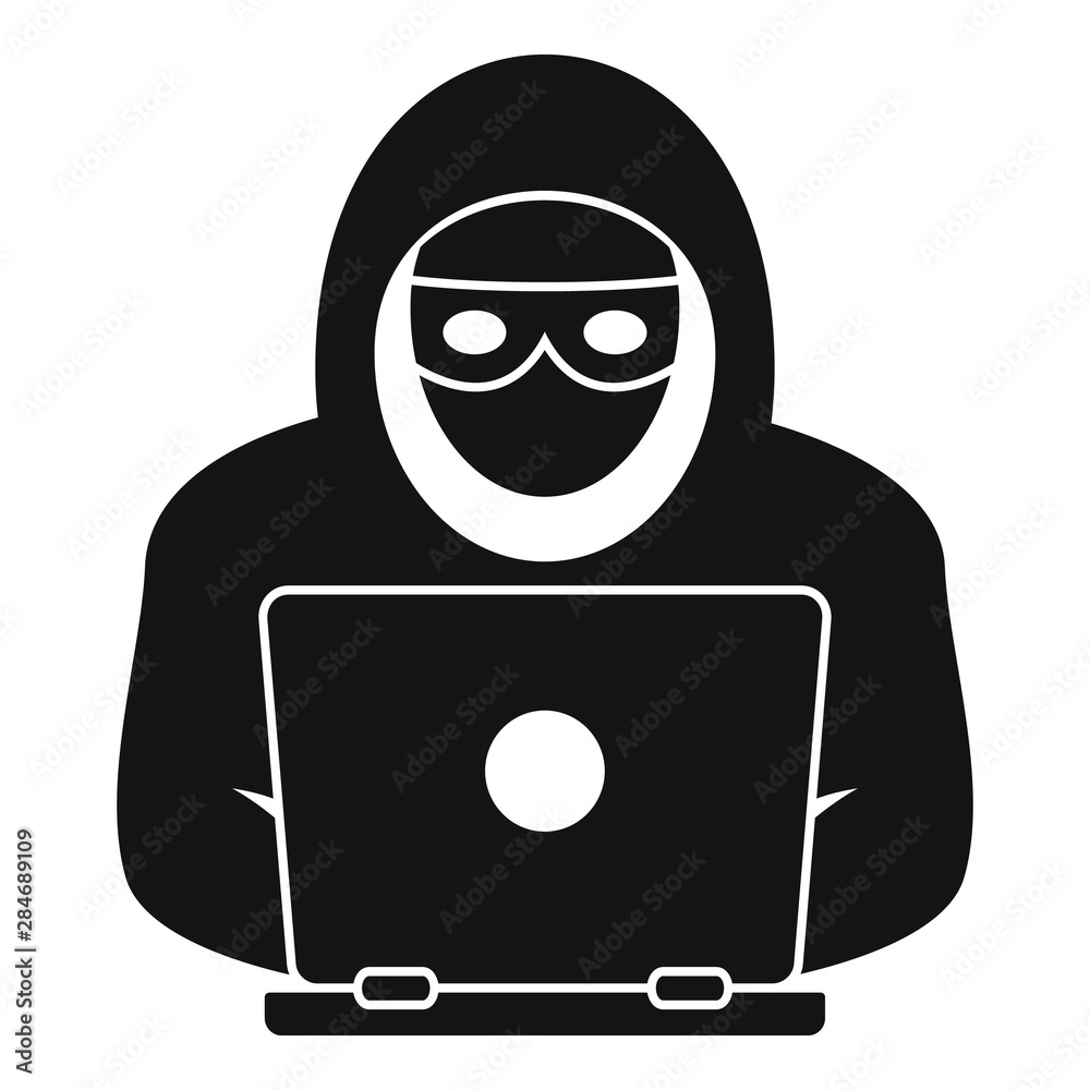 Poster laptop hacker icon. simple illustration of laptop hacker vector icon for web design isolated on whit
