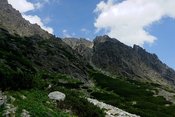 A beautiful landscape with rocky mountain  in High Tatry, Slovakia. The High Tatras Mountains in summer