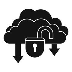 Unlock data cloud icon. Simple illustration of unlock data cloud vector icon for web design isolated on white background