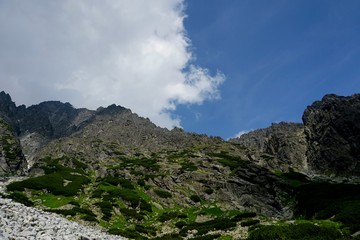 Beautiful High Tatras mountains landscape in  Slovakia near city Old Smokovec. sunny summer day
