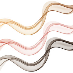  Set of smoky elegant waves on a white background. Design element. Brochure Template