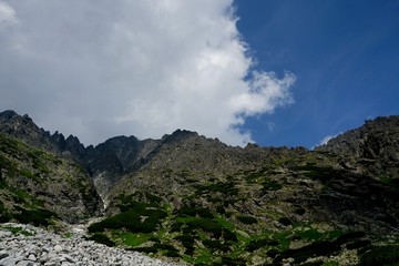 Beautiful High Tatras mountains landscape in  Slovakia near city Old Smokovec. sunny summer day