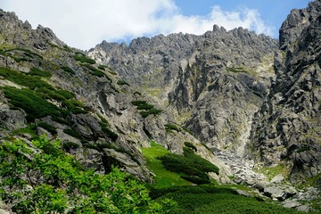 Beautiful High Tatras mountains landscape in  Slovakia near city Old Smokovec. sunny summer day