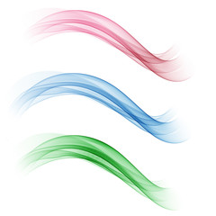  Set of colored wavy elegant waves on an abstract background