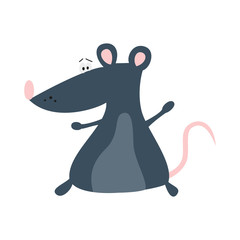 Cartoon cute rat, symbol of 2020 year. Vector illustration.