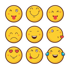Emoticon vector illustration. Emoticon face. Different emotions collection.