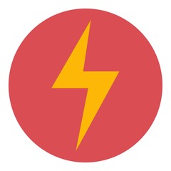 Lightning bolt in circle icon. Flat illustration of lightning bolt in circle vector icon for web design