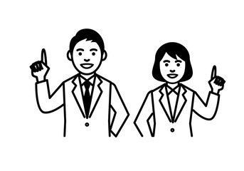 Business man and woman on white background. Vector illustration.