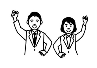 Business man and woman on white background. Vector illustration.