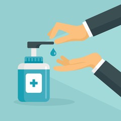 Fototapeta premium Sanitation hand concept banner. Flat illustration of sanitation hand vector concept banner for web design