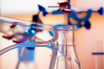 Glass instruments in the laboratory of chemical synthesis