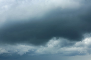 Sky with heavy rainy clouds on grey day