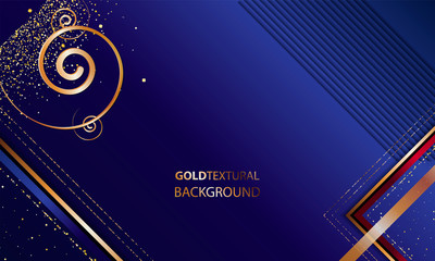 Abstract gold background luxury dark blue and golden line template premium vector illustration