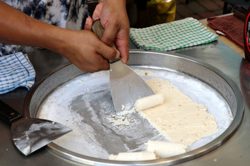 preparation of teppanyaki ice cream - Kuala Lumpur Malaysia Asia