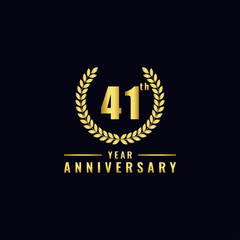 Vector illustration of a birthday logo number 41 with gold color, can be used as a logo for birthdays, leaflets and corporate birthday brochures. - Vector