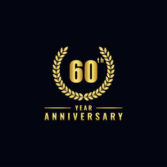 Fototapeta na wymiar Vector illustration of a birthday logo number 60 with gold color, can be used as a logo for birthdays, leaflets and corporate birthday brochures. - Vector