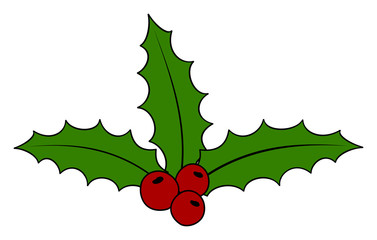 Christmas holly berry icon. Cartoon vector illustration isolated on white.